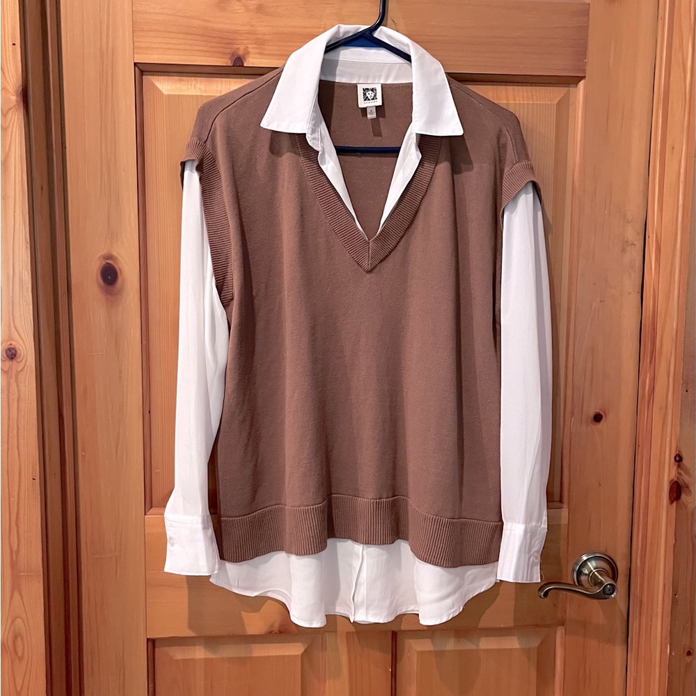 Anne Klein one piece sweater vest and silky top